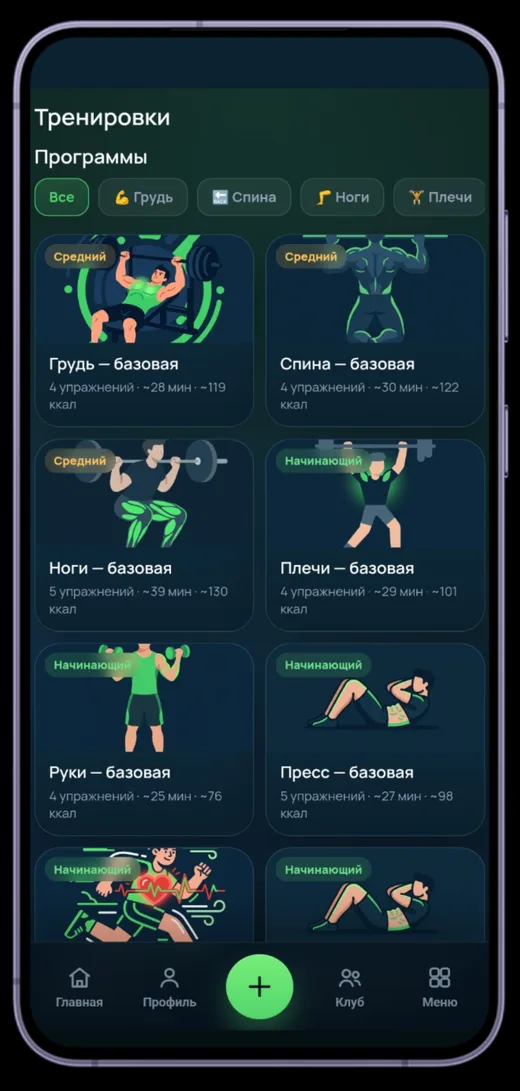 FlareonFit — каталог программ тренировок